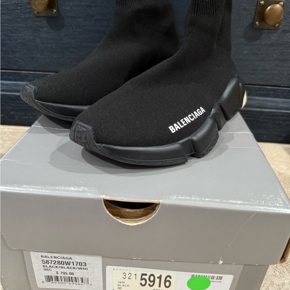 Balenciaga Black Knit High-Top Sneakers
